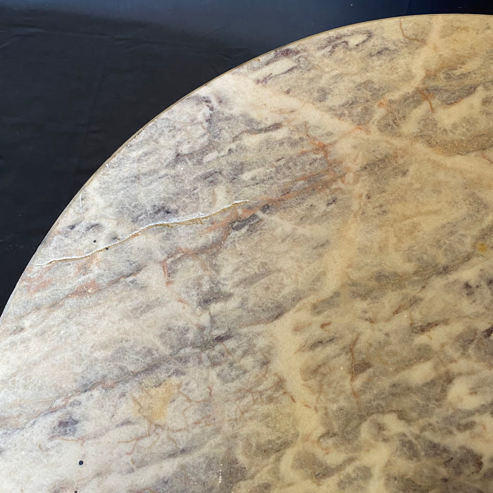 French Round Marble Top Cafe Table or Bistro Table with Stunning Marble and Wonderful Metal Base