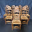 Set of Eight Spanish Belle Epoque Folk Art Rush Seat Carved Ladderback Dining Chairs or Side Chairs