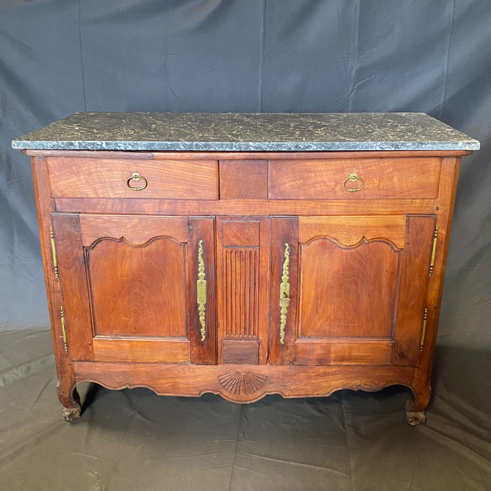 French Provincial Country Early 19th Century Buffet, Console Cabinet or Sideboard with Marble Top