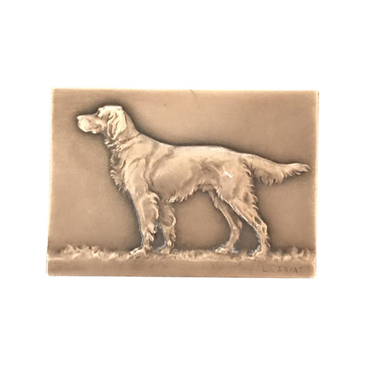 Signed French Dog Award, Trophy or Medal: Bronze showing an English Setter or Retriever