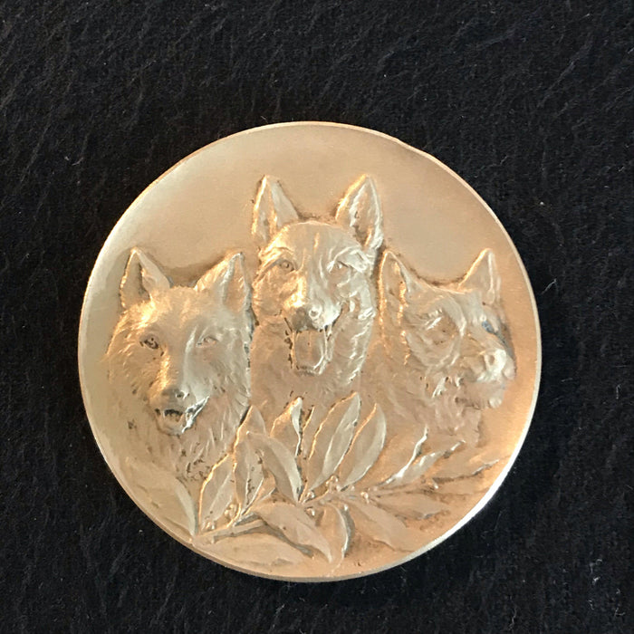 french dog medal bronze with three dogs for sale german shepherd