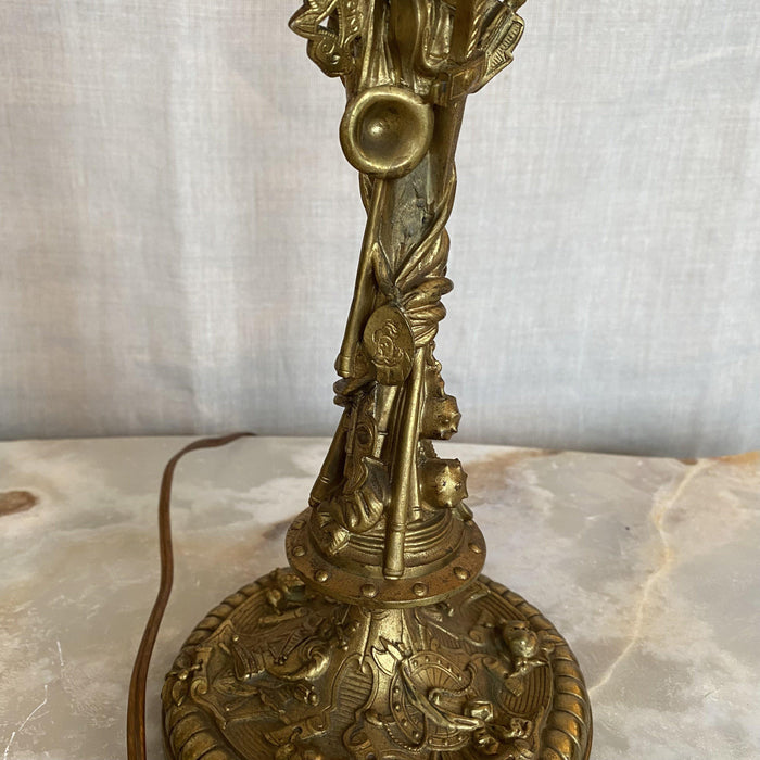 Pair of Decorative Gold Figural French Gilt Brass Table Lamps