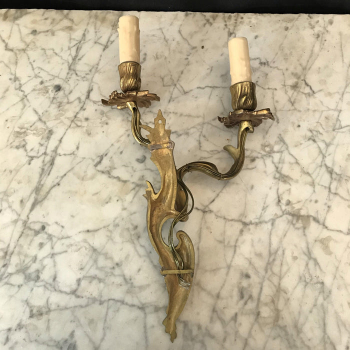 Antique gold electric sconce 