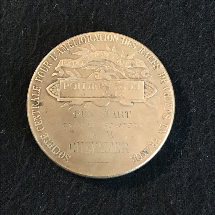 Silver French dog medal or coin 