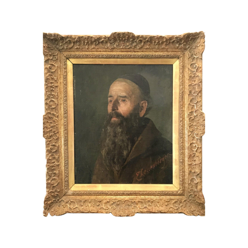 French Oil Portrait of a Rabbi by listed artist Ernst Otto Leuenberger (1856-1937)