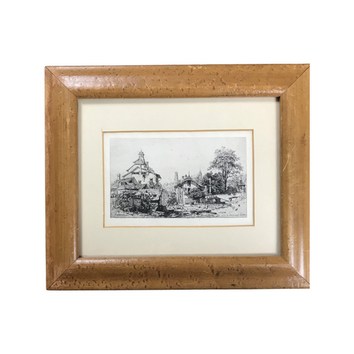 Early Signed Artist Engraving of Fribourg Switzerland Scene