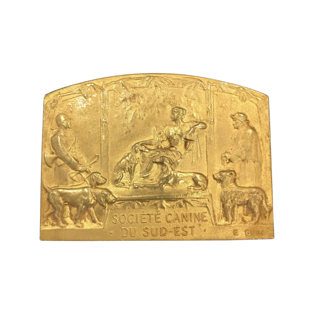 Signed Gold French Dog Show Medal or Award or Trophy: Societe Canine DU SUD EST/Exposition de Valence 1930, 1st Prix