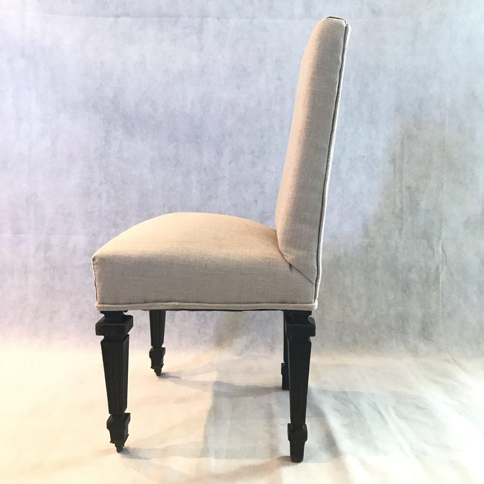 French Napoleon III chairs antique black original frame and paint new upholstery bought in Avignon