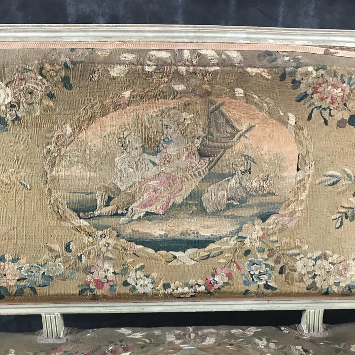 Museum Quality Antique Louis XVI Aubusson Tapestry Loveseat Sofa Bench