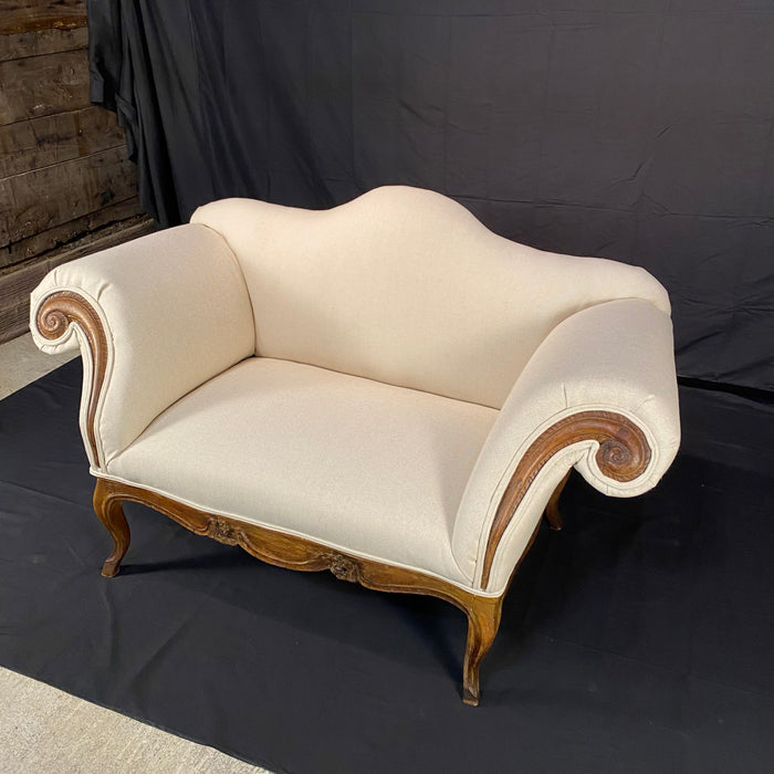French Sofa or Loveseat Louis XV Triple Arched with New Upholstery