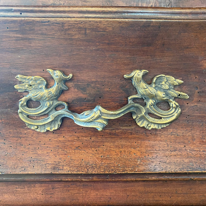 18th Century French Louis XV Commode or Chest of Drawers with Original Bronze Bird Handles