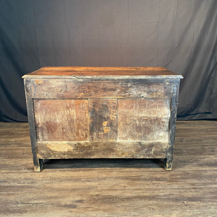 Early 19th Century French Louis XV Commode, Dresser or Chest of Drawers with Ebony Accents and Carved Drawer Front French Carved Louis XV Chest of Drawers