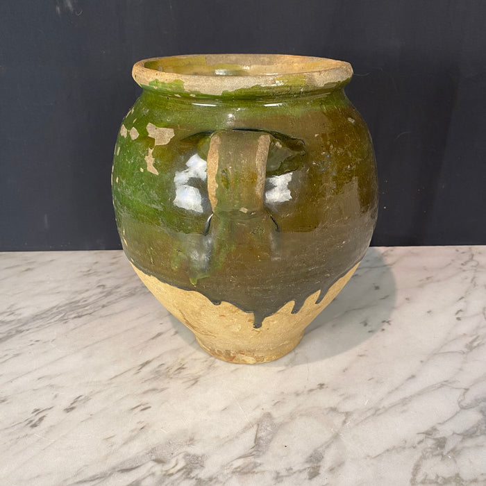 French Confit Pot with Green Glaze from the 19th Century #8857