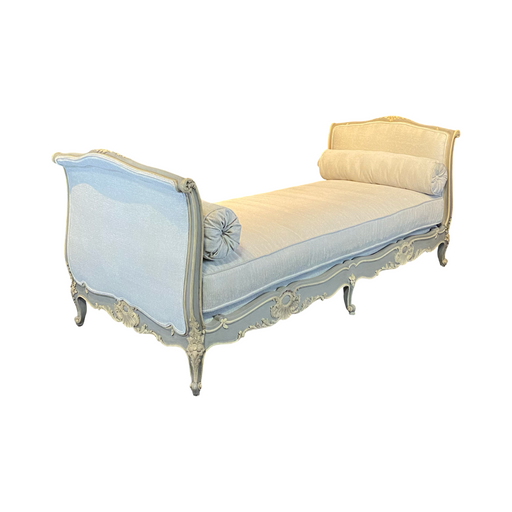 Antique French Daybed Louis XV with Original Paint and New Upholstery