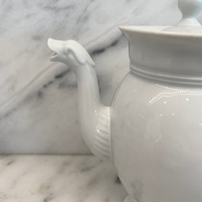 Antique French Porcelain Coffee Pot or Tea Pot with Swan Neck