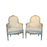 Pair of Antique French Louis XVI Carved and Painted Bergère Armchairs with New Upholstery