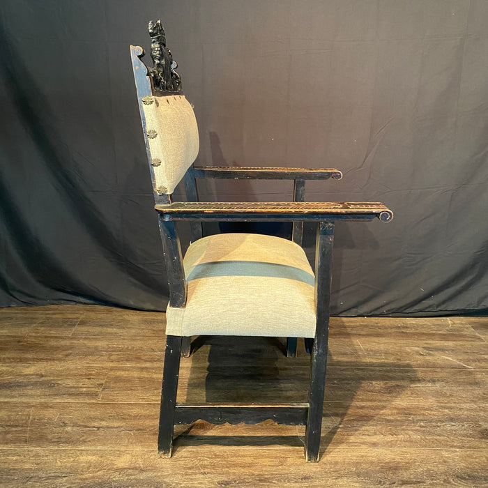 Pair 18th Century British Baroque or Renaissance Revival Armchairs or Fauteuils