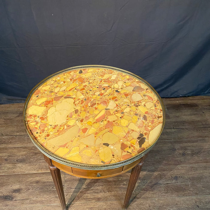 French Louis XVI Marble Top Bouillette or Games Table or Side Table