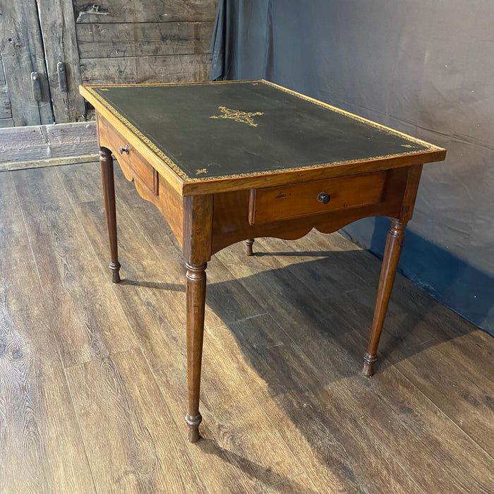 French Elegant Leather Top Game Table, Side Table or Desk