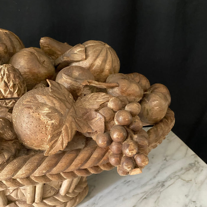Large French Natural Carved Wood Centerpiece Cornucopia Fruit Bowl from the South of France
