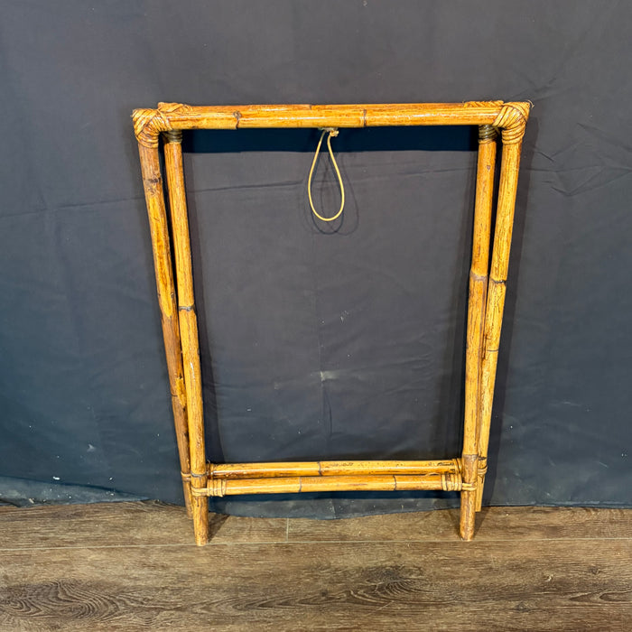 Pair of Midcentury Tortoiseshell Bamboo Folding Chairs with Bamboo and Rattan Tray Table