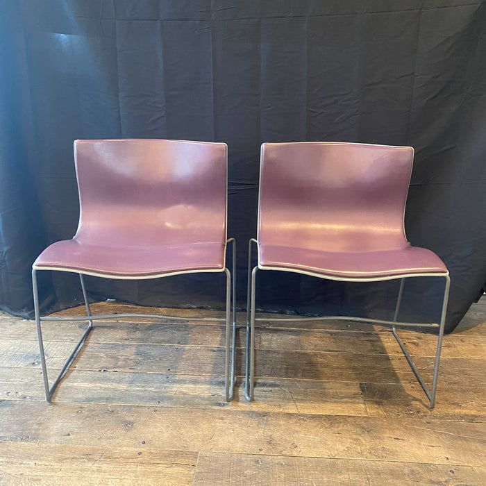 Pair of Mid Century Modern Knoll Handkerchief Chairs by Massimo and Lella Vignelli in Plum Purple