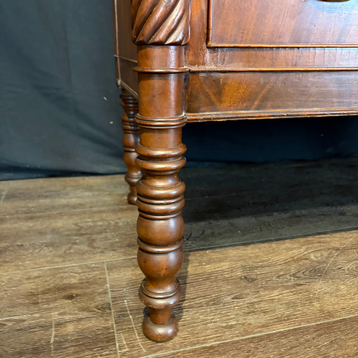 Antique Sheraton Mahogany Cookie Corner Four Drawer Chest