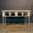 Stunning French Balcony Console Table with Marble Top & Gold Figural Wrought Iron Panel