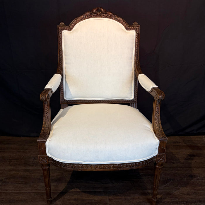 Antique French Pair of Armchairs or Fauteuils Museum Quality Carved 19th Century Louis XVI