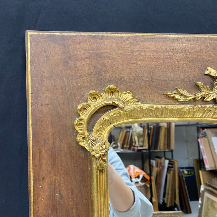 Spectacular French Louis XIV Gold Gilt and Fruitwood Rectangular Wall or Mantel Mirror