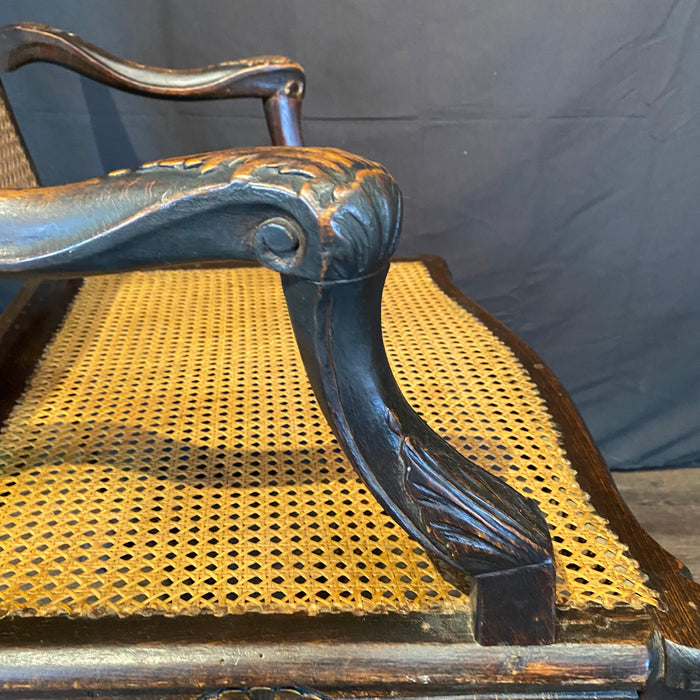 Antique French Armchairs Carved with Mohair Cushions 19th Century - a Pair