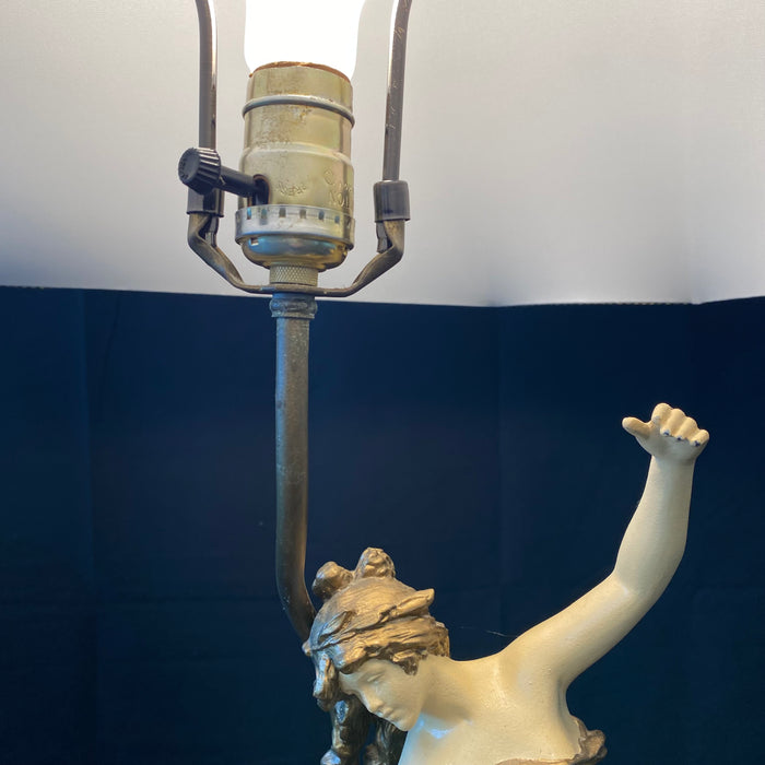 French Large Art Nouveau Figural Table Lamp Signed Auguste Moreau