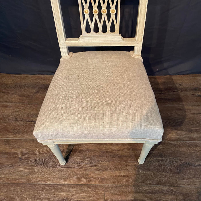 Pair of Early 19th Century French Directoire Period Painted Side Chairs with New Upholstery