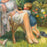 Impressionist Oil Painting: Listed Maine Artist Emily Muir (1904–2003) Large Figural Garden Scene with Mother and Children, Oil on Canvas