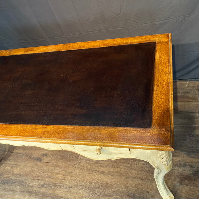 French Provincial Louis XV Style Paint Decorated Writing Desk or Writing Table