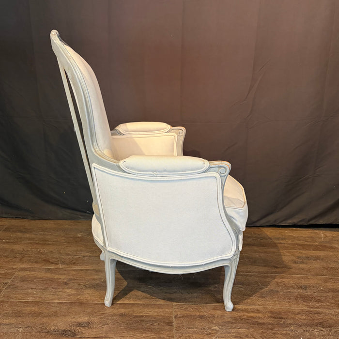 Pair of Antique French Louis XV Painted Bergère Armchairs