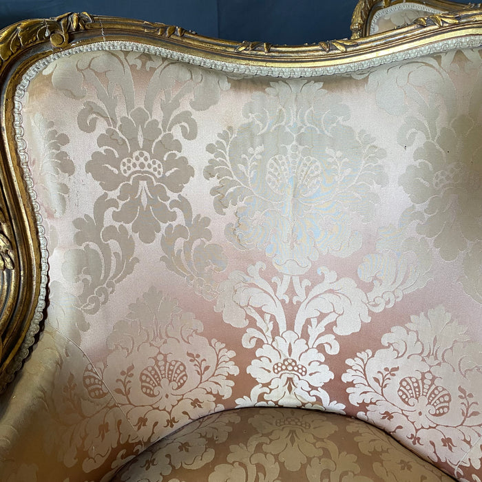 Exquisite Early 19th Century French Louis XVI Parlor Set or Salon Suite: Sofa, Loveseat or Settee and 4 Bergere Armchairs