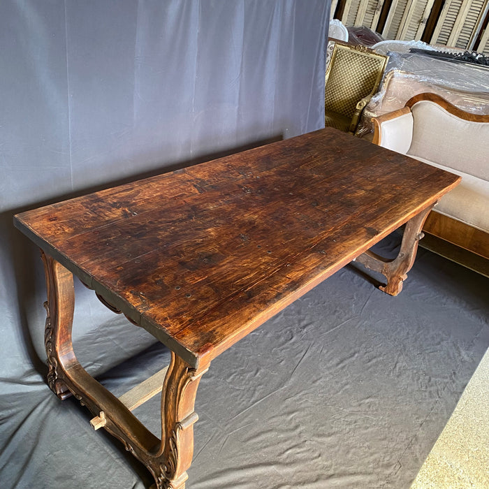 French Walnut Dining Table with Beautifully Carved Lyre End Legs