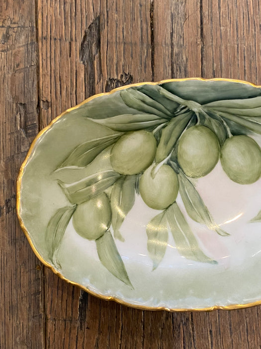 French Limoges Hand-Painted Olive Serving Dish or Platter