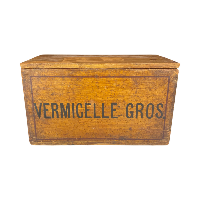 Antique French Box Faux Painted Vermicelle Gros Large Decorative Box Large