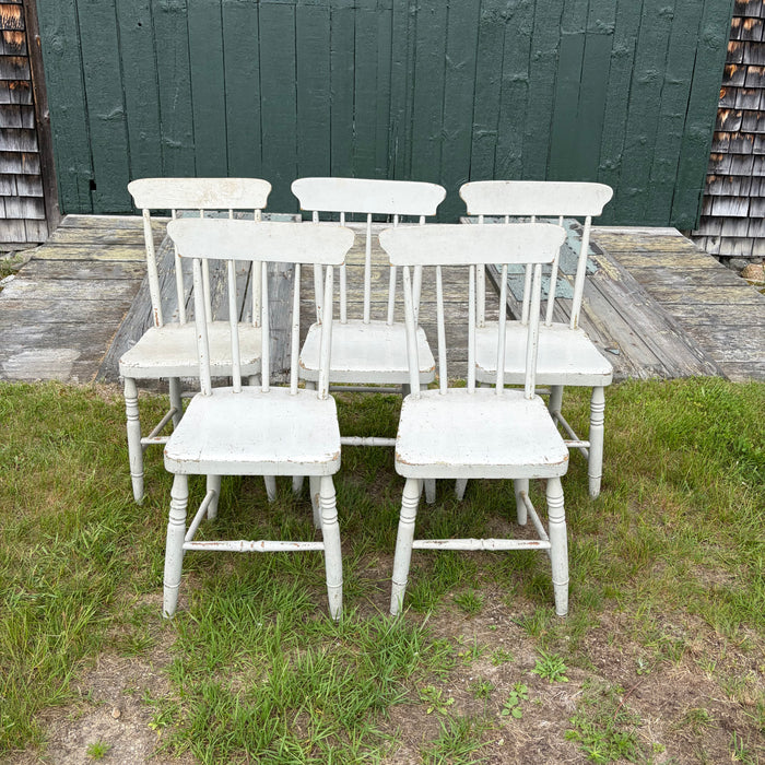 Set of Five 19th Century Plank Seat Grange Chairs from Maine