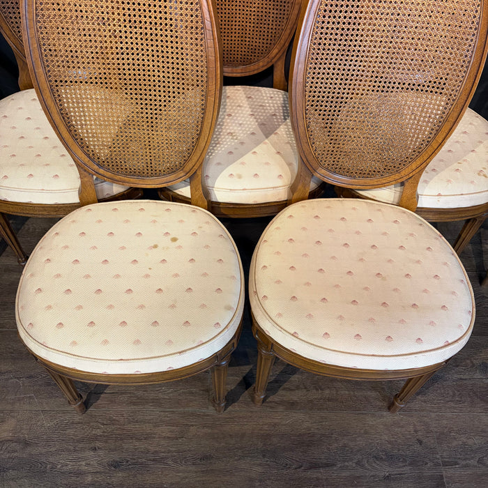 Set of 8 Midcentury French Louis XVI Style Cane Back Dining Chairs with Two Armchairs