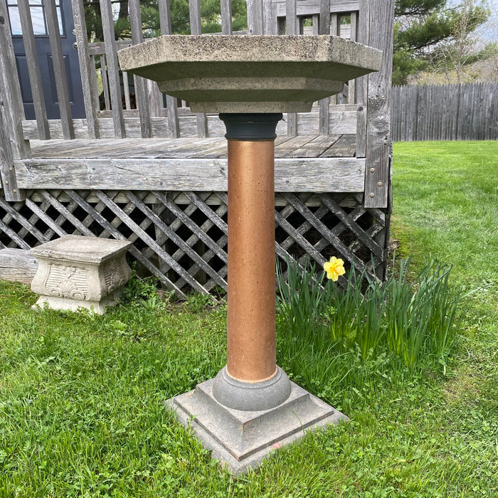 Neoclassical Octagonal Stone Bird Bath for the Garden