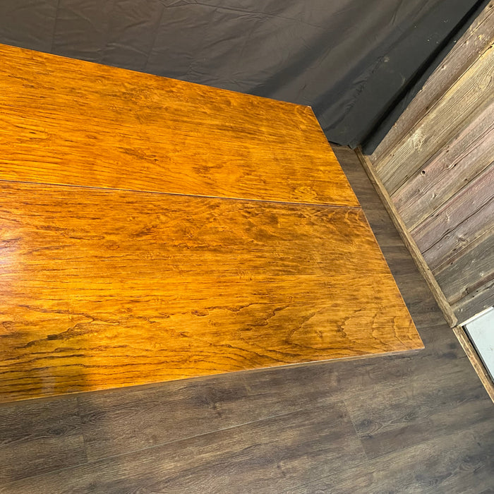 French Console Table or Dining Table with Carved Trestle Base and Folding Solid Oak Top