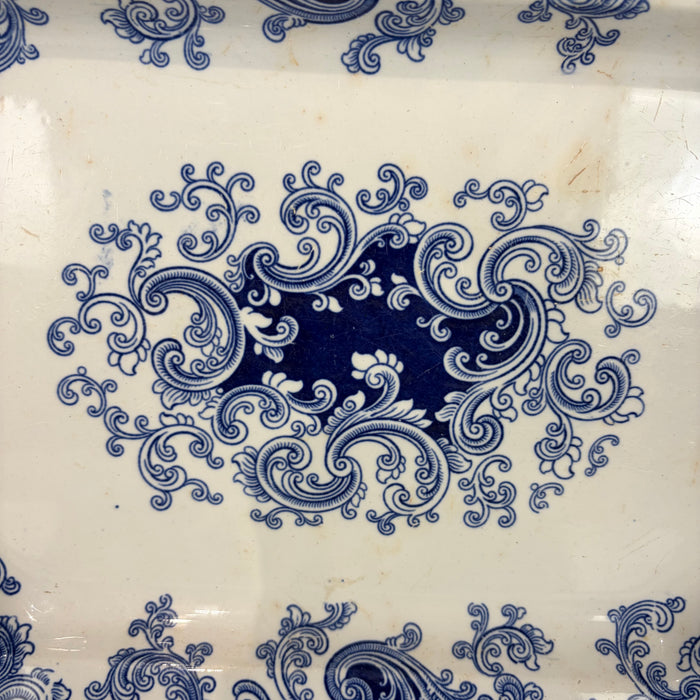 Circa 1840 English Ridgway Blue and White Transferware Platter, Granite China Scroll Pattern
