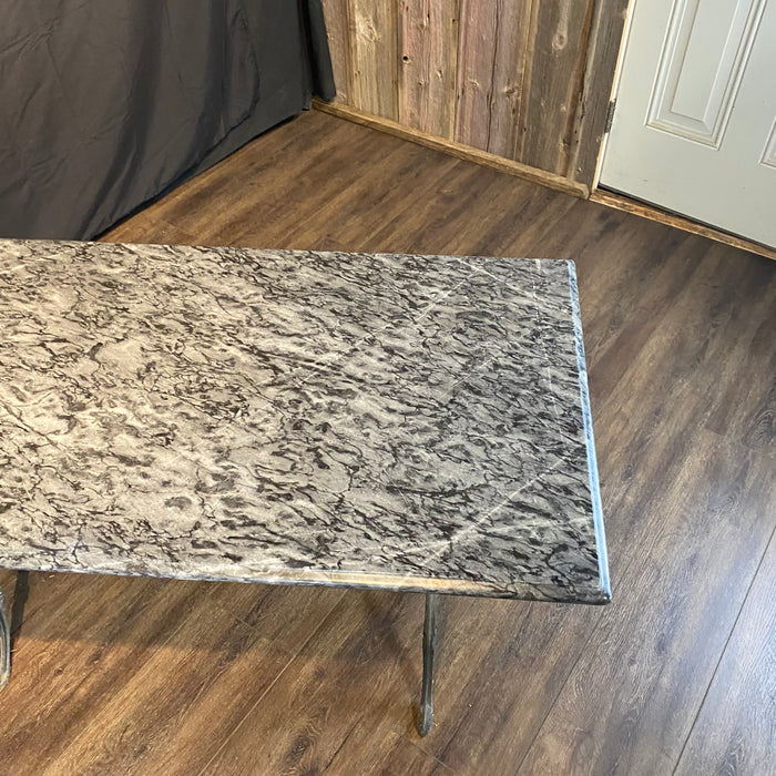 French Marble Top Café Table or Bistro Table with Cast Iron Base