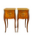 Pair French Louis XV Satinwood Nightstands with Inlaid Marquetry and Marble Tops