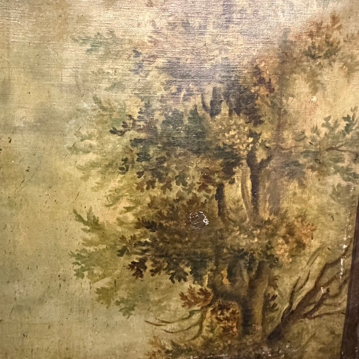 Antique French Painted Screen Depicting Three Figural Landscape Scenes