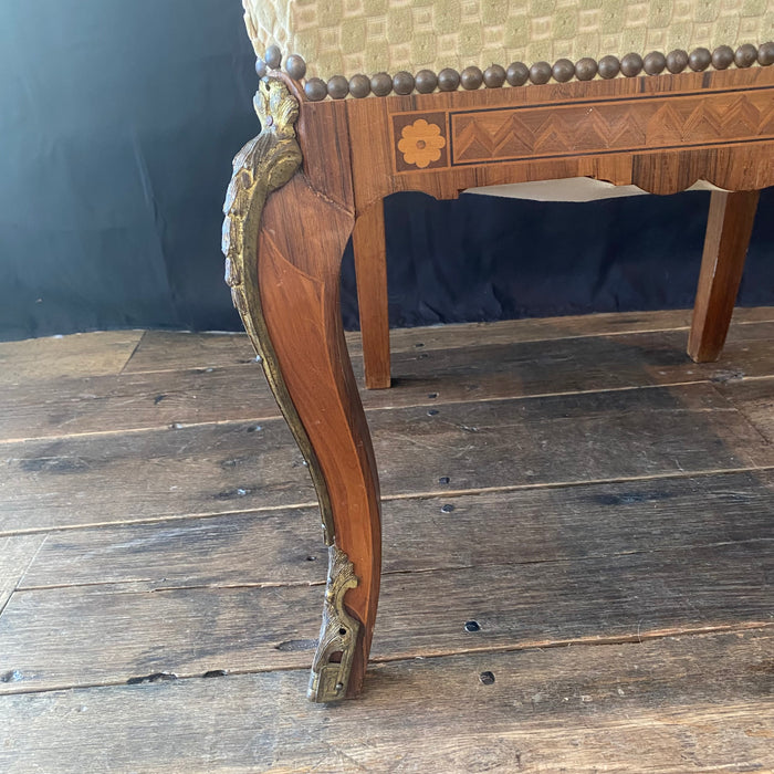 Pair of Antique French Neoclassical Side Chairs or Accent Chairs with Spectacular Inlay and Bronze Mounts