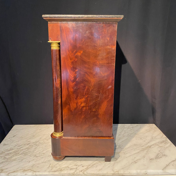 French Empire Side Cabinet, Nightstand or Side Table with Marble Top and Ormolu Mounts